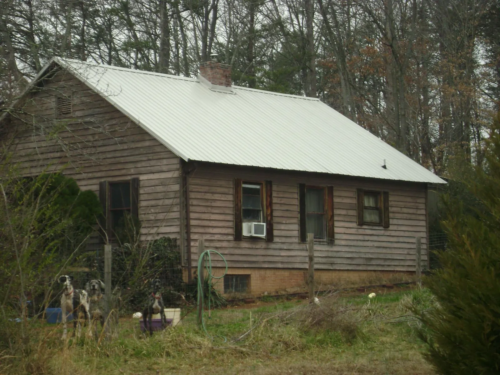 White metal roof on an old wood sided farmhouse, from a Asphalt Shingle Roof Repair job in Port Washington